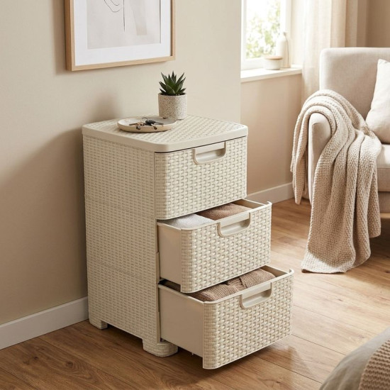 Kummut Curver® STYLE 3x sahtlit, kreem, 33x60x38 cm
