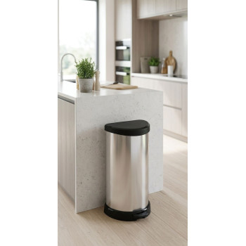 Мусорник Curver® DECO BIN 40л, серебристый/черный Мусорник Curver® DECO BIN 40л, серебристый/черный