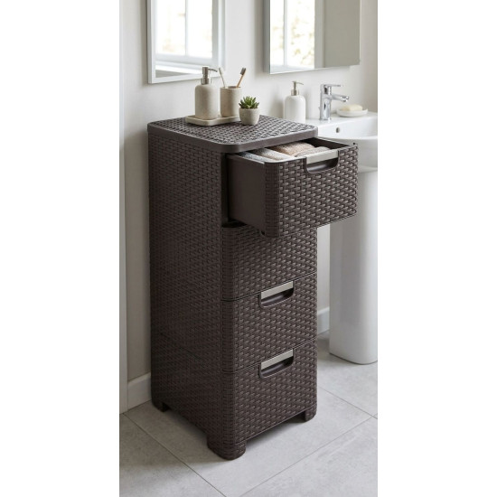 Комод Curver® STYLE 4x ящика, темно-коричневый, 33x79x38 см Комод Curver® STYLE 4x ящика, темно-коричневый, 33x79x38 см