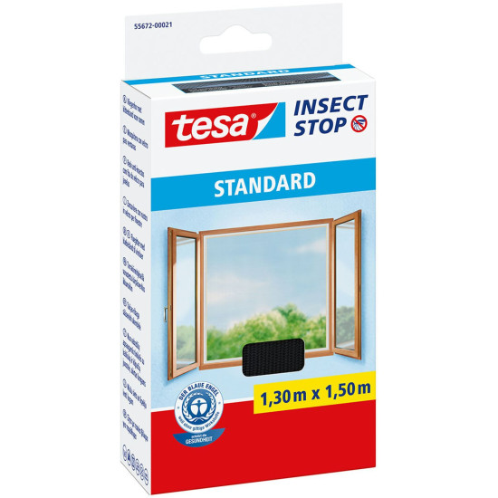 tesa® Standard net, 130x150 cm, against insects and mosquitoes, for window, anthracite tesa® Standard net, 130x150 cm, against insects and mosquitoes, for window, anthracite