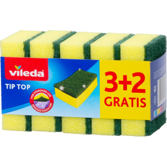 Губка для посуды Vileda Tip Top, упаковка. 3+2 шт. Губка для посуды Vileda Tip Top, упаковка. 3+2 шт.