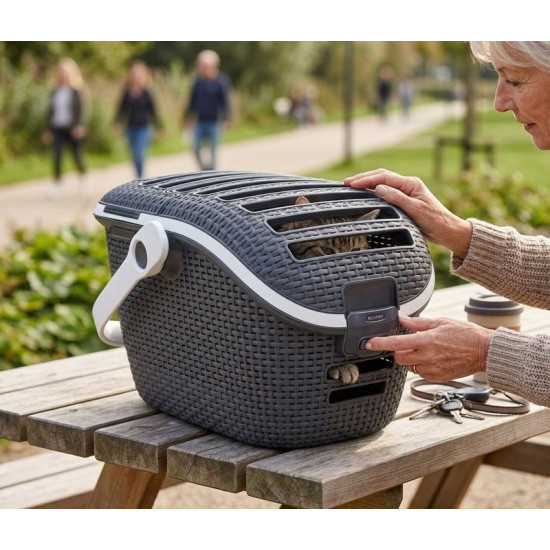 Коробка Curver® PET CARRIER, антрацит, 38x51x33 см, транспортная, для кошек и собак
