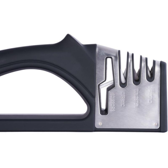 MagicHome sharpener, for scissors and knives, 4 in 1, black MagicHome sharpener, for scissors and knives, 4 in 1, black