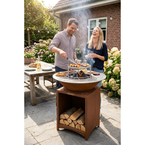 Grill Strend Pro Fiesta, ржавчина, сталь, диаметр 75 см, с камином Grill Strend Pro Fiesta, ржавчина, сталь, диаметр 75 см, с камином