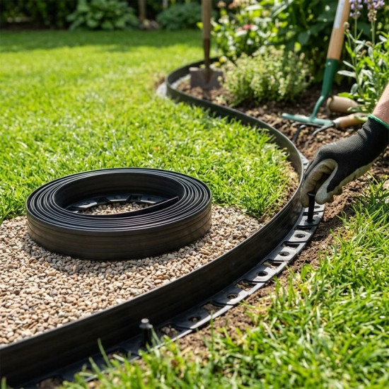 Ограждение Strend Pro Garden, газон, резинка, чёрный, L-10 м, 4 см