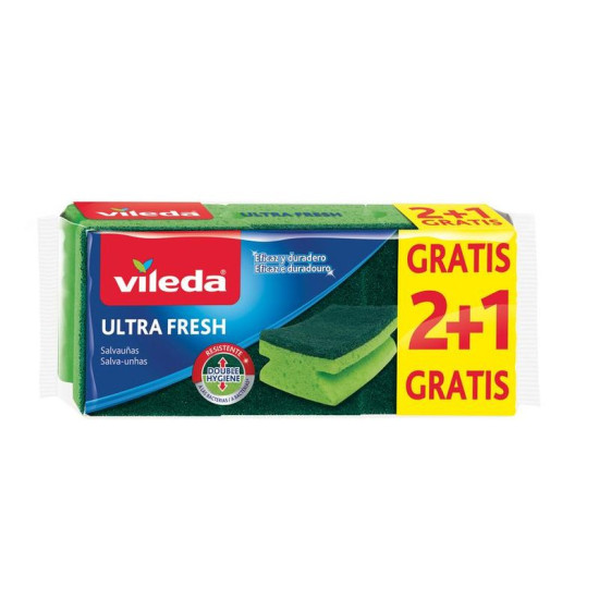 Vileda Ultra Fresh käsn, nõudepesukäsn, 2+1 tk Vileda Ultra Fresh käsn, nõudepesukäsn, 2+1 tk