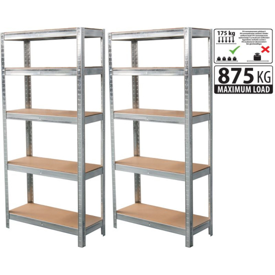 Shelf Racks, metal, MDF, 5 shelves, 1800x900x300 mm, pack. 2pcs