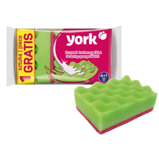 Scouring sponge York 030220, dish sponge, 4+1 pcs, wave, wavy