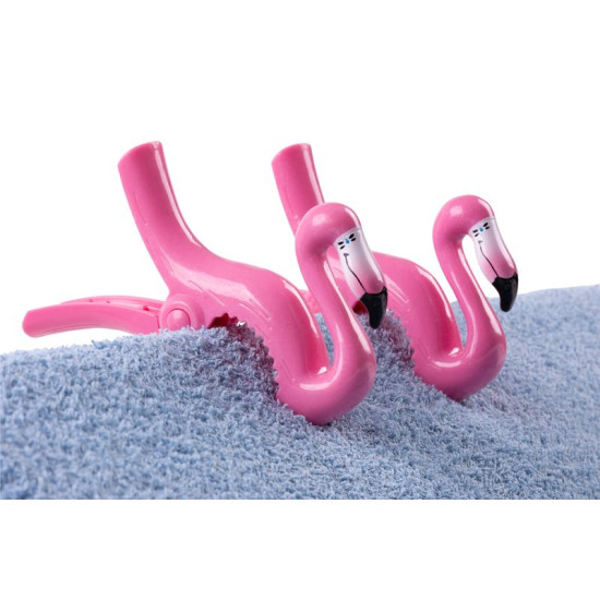 Pliers for beach towels, 13x9x3cm, 2 pcs, flamingos Pliers for beach towels, 13x9x3cm, 2 pcs, flamingos