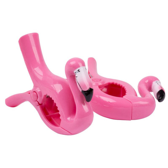 Pliers for beach towels, 13x9x3cm, 2 pcs, flamingos Pliers for beach towels, 13x9x3cm, 2 pcs, flamingos