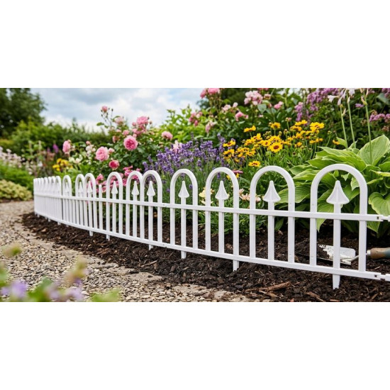 Забор Gardens F709, 61х32 см, пластик, белый, в упаковке 4 шт. Забор Gardens F709, 61х32 см, пластик, белый, в упаковке 4 шт.