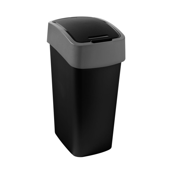 Prügikast Curver® PACIFIC FLIP BIN 45L, must/hall, jäätmete jaoks Prügikast Curver® PACIFIC FLIP BIN 45L, must/hall, jäätmete jaoks