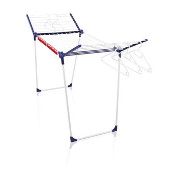 <p>Stable clothes dryer with hinged sides, long pieces of clothing can be hung on the sides, does not corrode and resists weather conditions, easyclip for drying small laundry, 5 clothes hangers, 20 m of cords = up to 2 washing machines, 89x174x66 cm, 3 years warranty.</p>