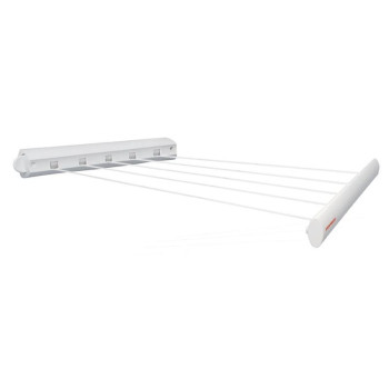 <p>Practical wall-mounted clothes dryer, space-saving, for walls up to 4.2 m apart, cord lock, automatic cord winding, 21 m drying surface = up to 2 washing machines, 3-year warranty.</p>