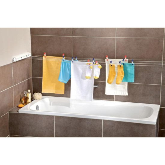 <p>Practical wall-mounted clothes dryer, space-saving, for walls up to 4.2 m apart, cord lock, automatic cord winding, 21 m drying surface = up to 2 washing machines, 3-year warranty.</p> <p>Practical wall-mounted clothes dryer, space-saving, for walls up to 4.2 m apart, cord lock, automatic cord winding, 21 m drying surface = up to 2 washing machines, 3-year warranty.</p>