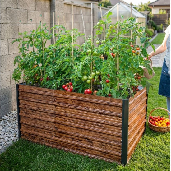 Ограждение для грядки Strend Pro Garden, 200x100x77см, 3D дизайн дерево, металл Ограждение для грядки Strend Pro Garden, 200x100x77см, 3D дизайн дерево, металл