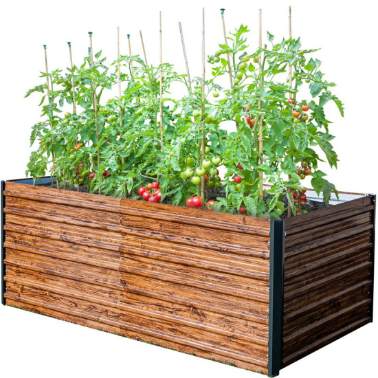 Ограждение для грядки Strend Pro Garden, 200x100x77см, 3D дизайн дерево, металл Ограждение для грядки Strend Pro Garden, 200x100x77см, 3D дизайн дерево, металл