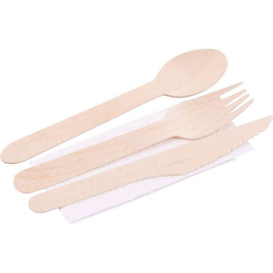 Cutlery MagicHome Woodline ECO, knife, fork, spoon, napkin, 100% Natural