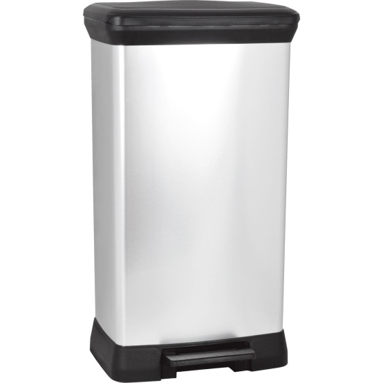 Мусорник Curver® PEDAL BIN, 50л, 29x39x73 см, черный/серебристый