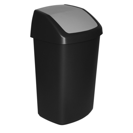 Trash bin Curver® SWING BIN, 50L, 34x40,6x66,8 cm, black/grey