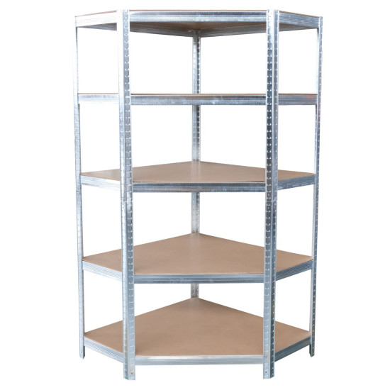 Regál Racks RAT80, do kúta, rohový, kovový, MDF, 5 políc, 180x90x40 cm, max. 150 kg/polica Regál Racks RAT80, do kúta, rohový, kovový, MDF, 5 políc, 180x90x40 cm, max. 150 kg/polica