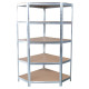Regál Racks RAT80, do kúta, rohový, kovový, MDF, 5 políc, 180x90x40 cm, max. 150 kg/polica Regál Racks RAT80, do kúta, rohový, kovový, MDF, 5 políc, 180x90x40 cm, max. 150 kg/polica