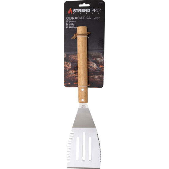 Лопатка для гриля Strend Pro Grill, нержавеющая сталь, с деревянной ручкой, 41 см Лопатка для гриля Strend Pro Grill, нержавеющая сталь, с деревянной ручкой, 41 см
