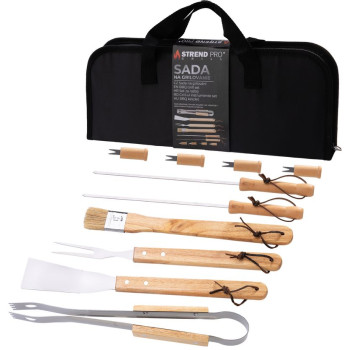 Strend Pro Grill tool set, for grilling and roasting, 11-piece, in a bag