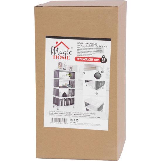 MagicHome Rolly riiulid, plastik, 5 riiulit, 49x29x97 cm, ratastel MagicHome Rolly riiulid, plastik, 5 riiulit, 49x29x97 cm, ratastel