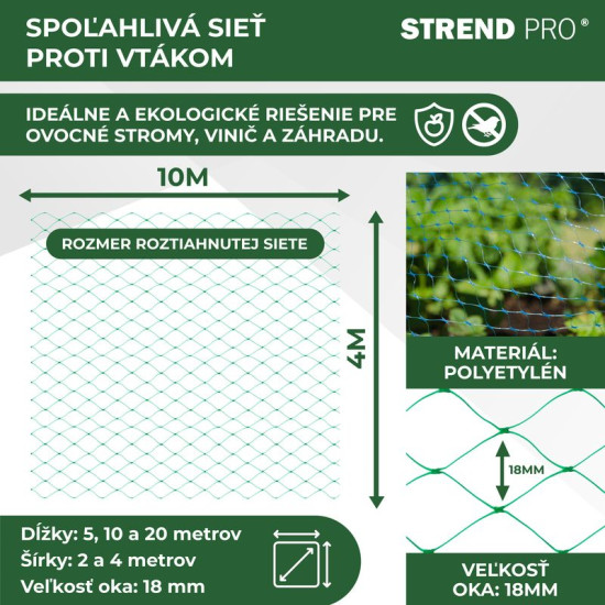 Сетка защитная от птиц Strend Pro, 4x10 м, размер ячеек 18 мм, PE Сетка защитная от птиц Strend Pro, 4x10 м, размер ячеек 18 мм, PE