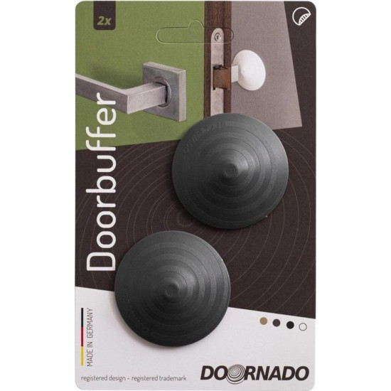 Стопор DOORBUFFER, самоклеящейся, настенный, пластик, тёмно-серый, 2 шт.