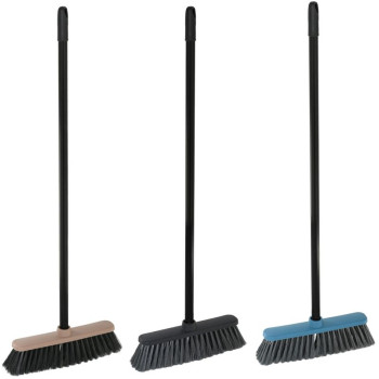 Broom York CARLA, plastic handle 120 cm, mix of colors, 32x9x127 cm