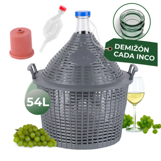 Demijohn cada Inco 54 lit, Veinipudel klaas/plastkorvis, 650x520/405 mm