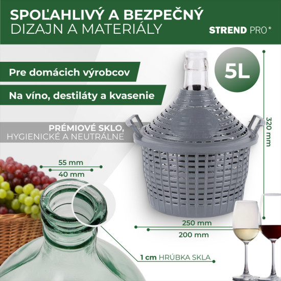 Demijohn Cada Fori 05 lit, glass/plastic, 320x250/200 mm Demijohn Cada Fori 05 lit, glass/plastic, 320x250/200 mm