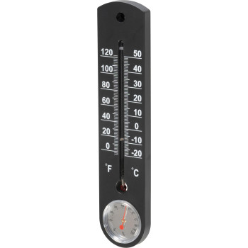 Plastic thermometer TMS-055 BlackBar, 250x55x12 mm, hygrometer