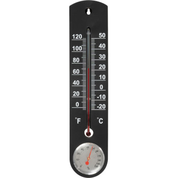 Plastic thermometer TMS-055 BlackBar, 250x55x12 mm, hygrometer