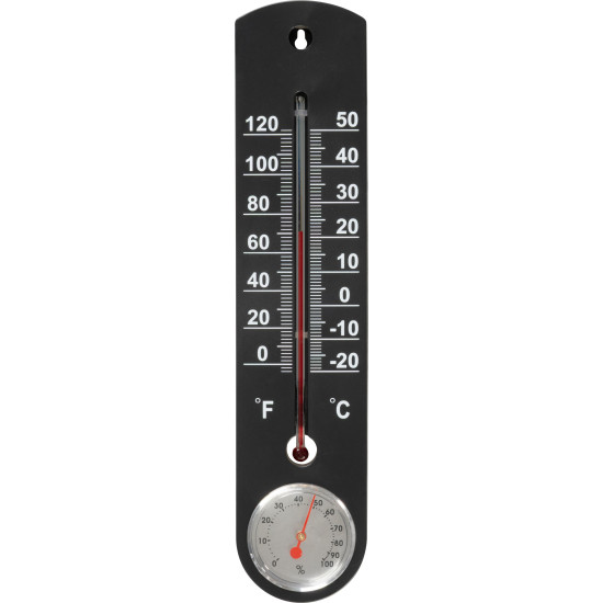 Plastic thermometer TMS-055 BlackBar, 250x55x12 mm, hygrometer Plastic thermometer TMS-055 BlackBar, 250x55x12 mm, hygrometer