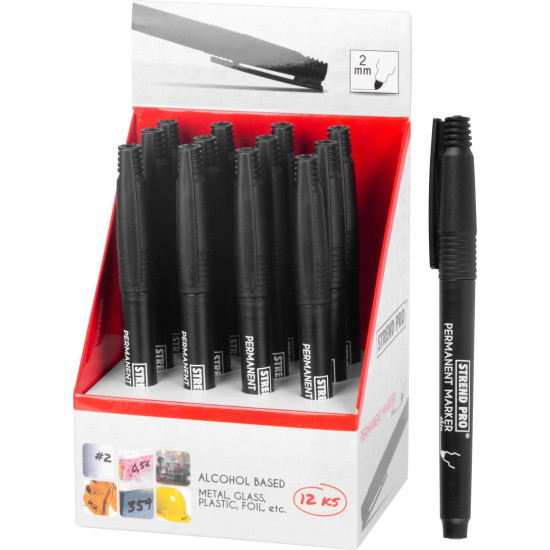 Permanent marker Strend Pro Permanent, thin, 12pcs, black Permanent marker Strend Pro Permanent, thin, 12pcs, black
