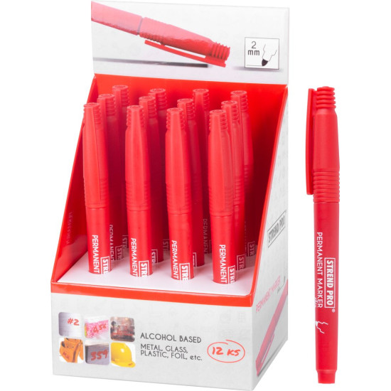 Permanent marker Strend Pro Permanent, thin, 12pcs, red Permanent marker Strend Pro Permanent, thin, 12pcs, red