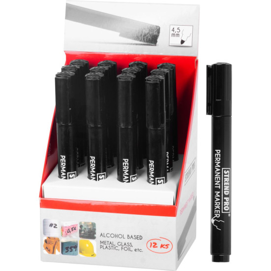 Permanent marker Strend Pro Permanent, 12pcs, black Permanent marker Strend Pro Permanent, 12pcs, black