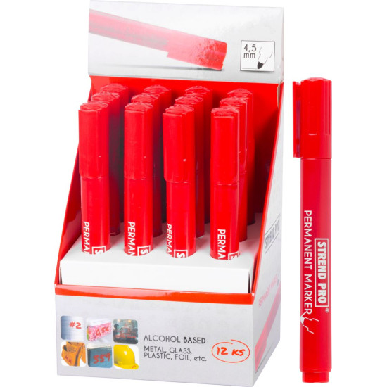 Permanent marker Strend Pro Permanent, 12pcs, red Permanent marker Strend Pro Permanent, 12pcs, red
