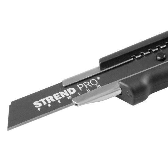 Нож с отламывающимся лезвием Strend Pro Premium, BlackMatt, SoftTouch, 18 мм,  10 шт.