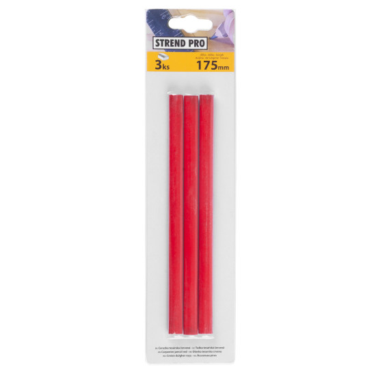 Ehituspliiatsite komplekt 3 tk. 175mm, ühevärviline punane Ehituspliiatsite komplekt 3 tk. 175mm, ühevärviline punane
