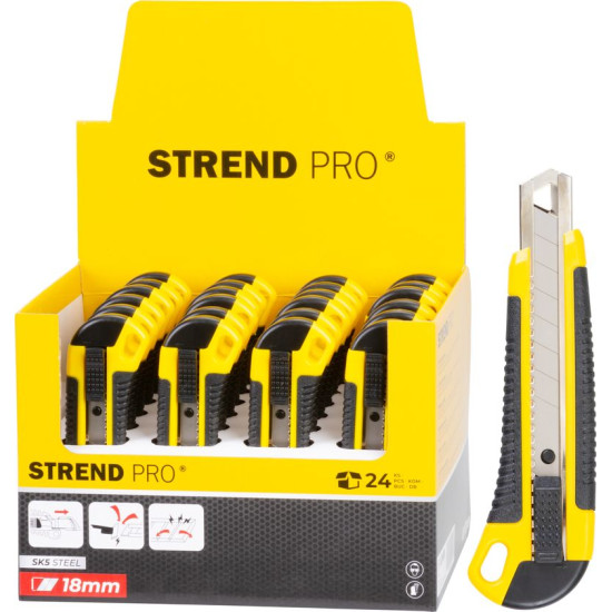 Nuga Strend Pro UKBOX-86-18 18 mm, äratõmmatav, plastik, Müügikarp 24 tk Nuga Strend Pro UKBOX-86-18 18 mm, äratõmmatav, plastik, Müügikarp 24 tk