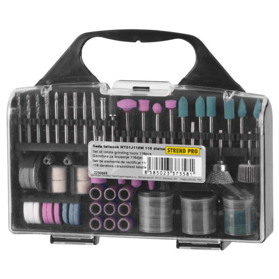 Lihvimiskorpuste komplekt Strend Pro RTG1016, 116 tk, mini, otselihvijale, varrega Lihvimiskorpuste komplekt Strend Pro RTG1016, 116 tk, mini, otselihvijale, varrega