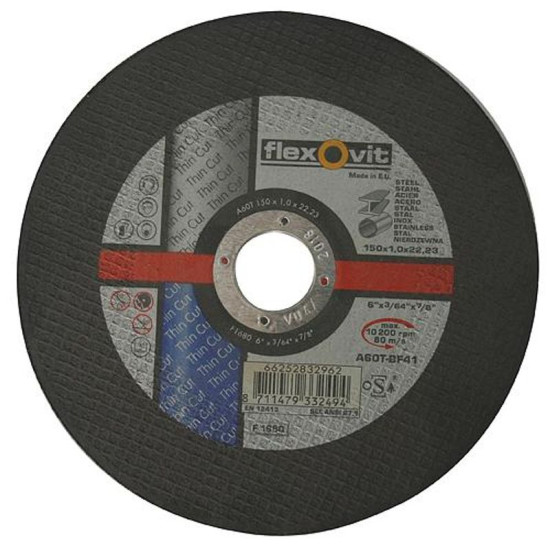 Cutting disc flexOvit ThinCut F1680 150x1,0 A60T-BF41 steel