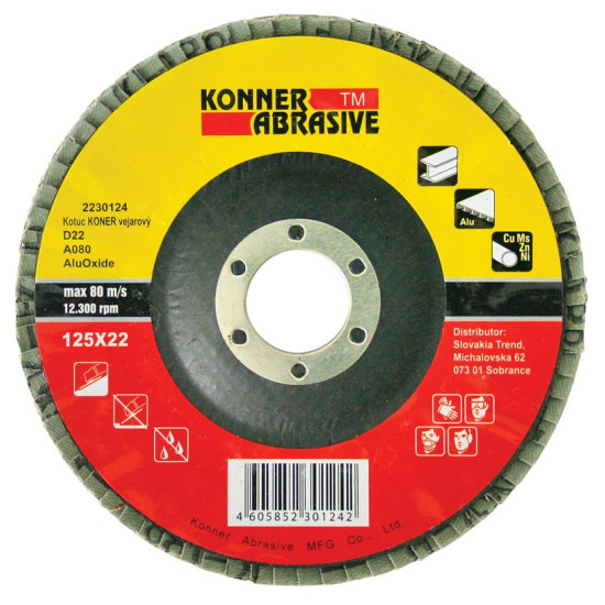 Disc KONNER 150x22 mm, A080 AluOxide serrated Disc KONNER 150x22 mm, A080 AluOxide serrated