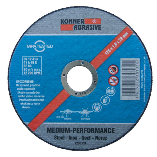 Cutting disc KONNER 125x1,6x22 mm, metal Cutting disc KONNER 125x1,6x22 mm, metal