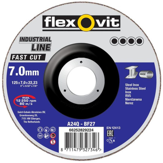 Disc flexOvit Industrial Line Fast Cut, 125x7.0x22.2 mm, A24Q-BF27, steel