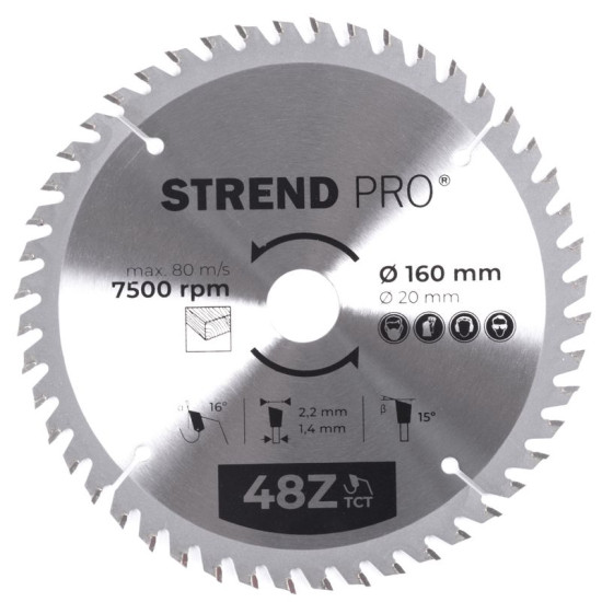 Disc Strend Pro TCT 160x2.2x20 mm 48T, for wood, saw